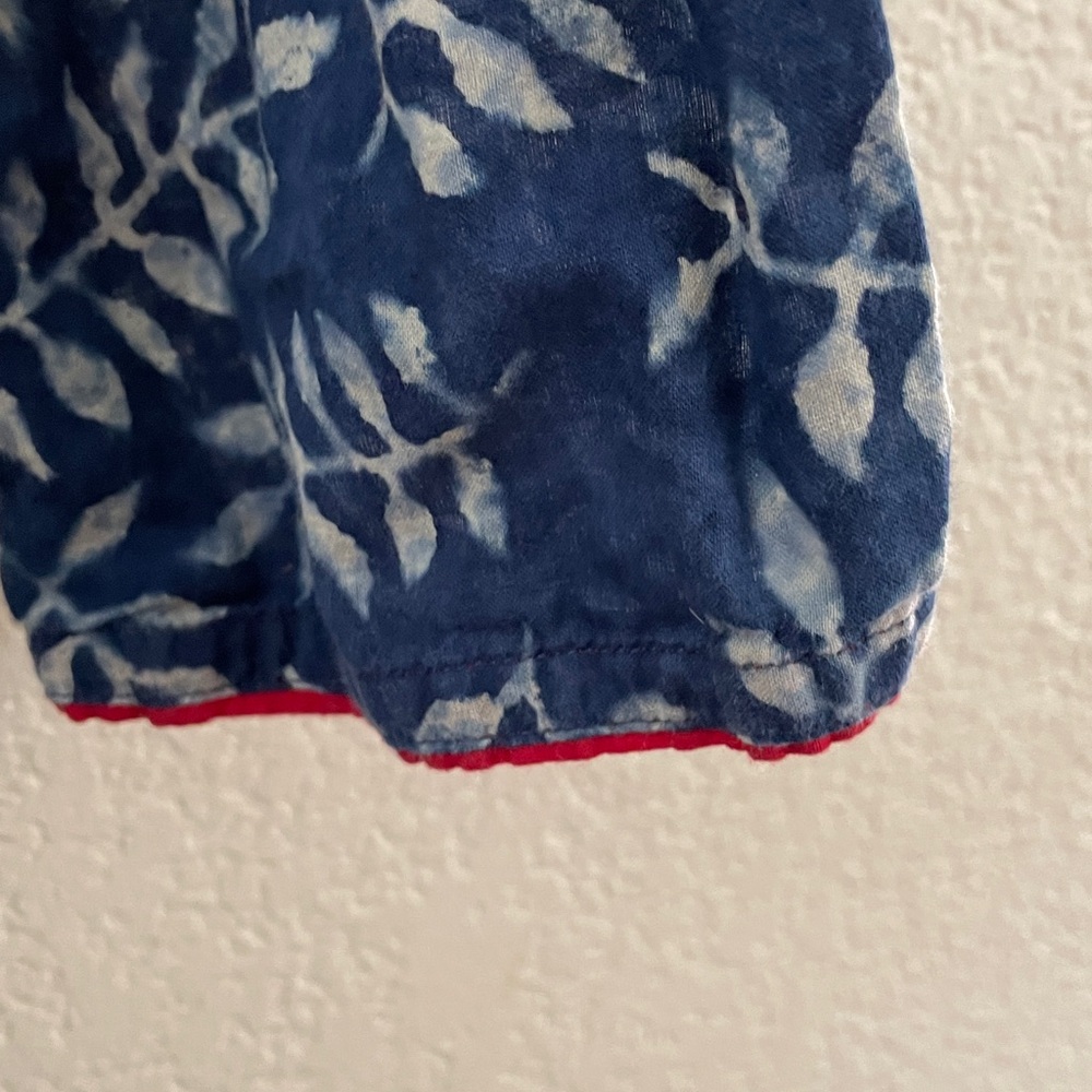 Indian cobalt Blue red accent Floral maxi Dress side slits 100%cotton boho 60’s - Picture 6 of 8